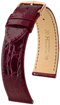 Curea din piele Hirsch Genuine Croco 01808160-7, culoarea roșie, piele de crocodil, Quick Release