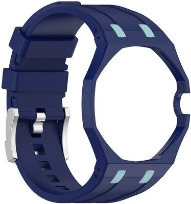 curea din silicon Ricardo Pinzolo (pentru Swatch Royal Pop), Blue, cu husă, coroană la 3h