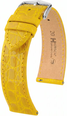 Curea din piele Hirsch Genuine Croco 01808172-2, culoarea galbenă, piele de crocodil, Quick Release