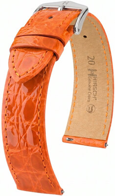 Curea din piele Hirsch Genuine Croco 01808176-2, culoarea portocaliu, piele de crocodil, Quick Release