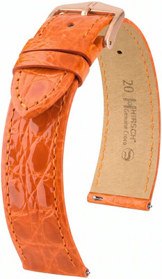 Curea din piele Hirsch Genuine Croco 01808176-7, culoarea portocaliu, piele de crocodil, Quick Release