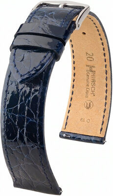 Curea din piele Hirsch Genuine Croco 01808180-2, culoarea albastră, piele de crocodil, Quick Release