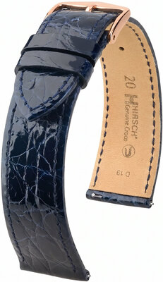 Curea din piele Hirsch Genuine Croco 01808180-7, culoarea albastră, piele de crocodil, Quick Release