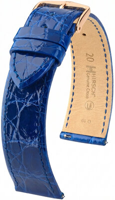 Curea din piele Hirsch Genuine Croco 01808185-7, culoarea albastră, piele de crocodil, Quick Release