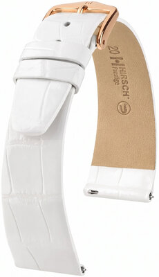 Curea din piele Hirsch Prestige 02207100-7, culoarea albă, piele de aligator, Quick Release