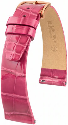 Curea din piele Hirsch Prestige 02207124-7, culoarea roz, piele de aligator, Quick Release