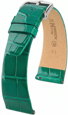 Curea din piele Hirsch Prestige 02207140-2, culoarea verde, piele de aligator, Quick Release