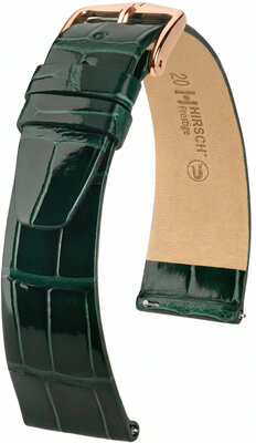 Curea din piele Hirsch Prestige 02207141-7, culoarea verde, piele de aligator, Quick Release