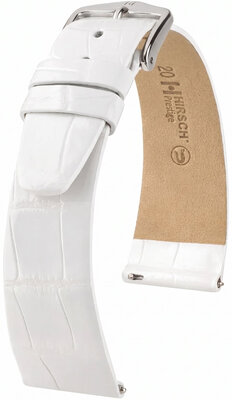 curea din piele Hirsch Prestige L 02207000-2, alb, piele de aligator, lungime L, Quick Release