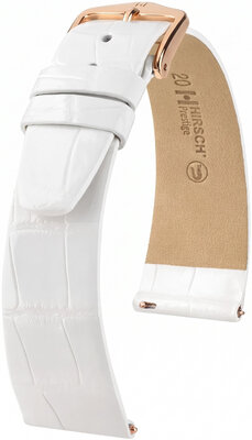 curea din piele Hirsch Prestige L 02207000-7, alb, piele de aligator, lungime L, Quick Release