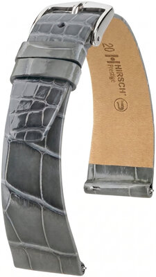 Curea din piele Hirsch Prestige L 02207030-2, gri, piele de aligator, lungime L, Quick Release