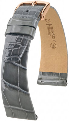 Curea din piele Hirsch Prestige L 02207030-7, gri, piele de aligator, lungime L, Quick Release