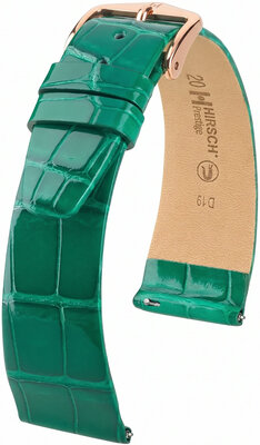 Curea din piele Hirsch Prestige L 02207040-7, verde, piele de aligator, lungime L, Quick Release