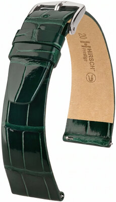 Curea din piele Hirsch Prestige L 02207041-2, verde, piele de aligator, lungime L, Quick Release