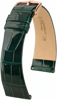 Curea din piele Hirsch Prestige L 02207041-7, verde, piele de aligator, lungime L, Quick Release