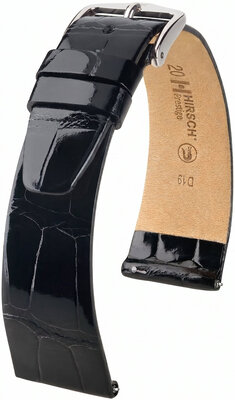 Curea din piele Hirsch Prestige L 02207050-2, negru, piele de aligator, lungime L, Quick Release