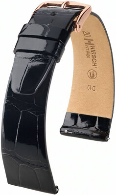 Curea din piele Hirsch Prestige L 02207050-7, negru, piele de aligator, lungime L, Quick Release