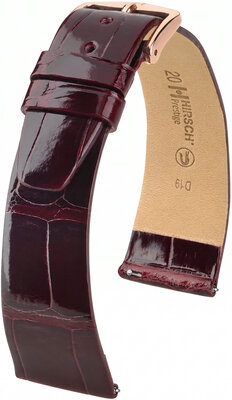 Curea din piele Hirsch Prestige L 02207060-7, roșu, piele de aligator, lungime L, Quick Release