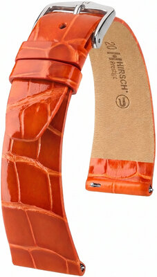 Curea din piele Hirsch Prestige L 02207077-2, portocaliu, piele de aligator, lungime L, Quick Release
