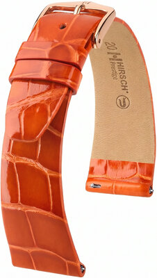 Curea din piele Hirsch Prestige L 02207077-7, portocaliu, piele de aligator, lungime L, Quick Release