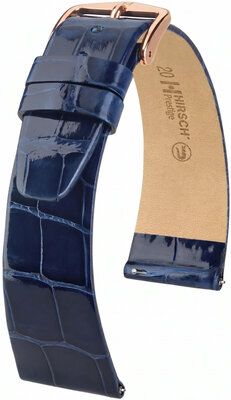 Curea din piele Hirsch Prestige L 02207080-7, albastru, piele de aligator, lungime L, Quick Release