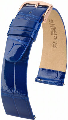 Curea din piele Hirsch Prestige L 02207082-7, albastru, piele de aligator, lungime L, Quick Release