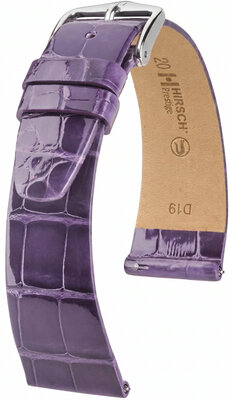 Curea din piele Hirsch Prestige L 02207084-2, mov, piele de aligator, lungime L, Quick Release