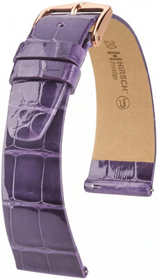 Curea din piele Hirsch Prestige L 02207084-7, mov, piele de aligator, lungime L, Quick Release