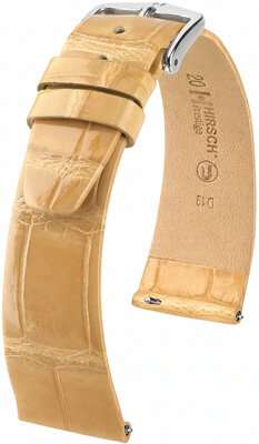 Curea din piele Hirsch Prestige L 02207090-2, bej, piele de aligator, lungime L, Quick Release