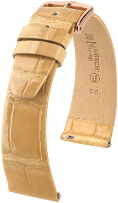 Curea din piele Hirsch Prestige L 02207090-7, bej, piele de aligator, lungime L, Quick Release