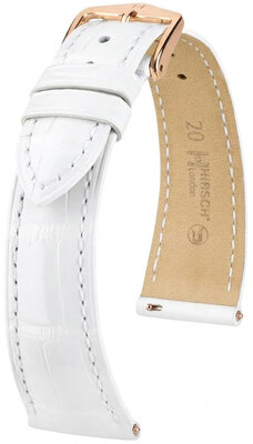 curea din piele Hirsch London L 04207000-7, alb, piele de aligator, lungime L, Quick Release