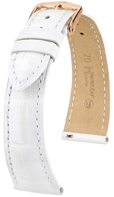 Curea din piele Hirsch London L 04207009-7, alb, piele de aligator, lungime L, Quick Release