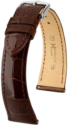 Curea din piele Hirsch London L 04207010-2, maro, piele de aligator, lungime L, Quick Release