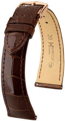 Curea din piele Hirsch London L 04207010-7, maro, piele de aligator, lungime L, Quick Release
