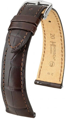 Curea din piele Hirsch London L 04207017-2, maro, piele de aligator, lungime L, Quick Release