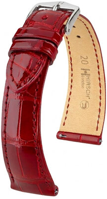 Curea din piele Hirsch London L 04207020-2, roșu, piele de aligator, lungime L, Quick Release