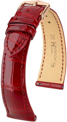 Curea din piele Hirsch London L 04207020-7, roșu, piele de aligator, lungime L, Quick Release