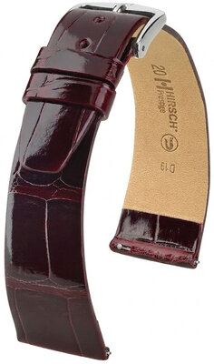 Curea din piele Hirsch Prestige 02207160-2, culoarea roșie, piele de aligator, Quick Release