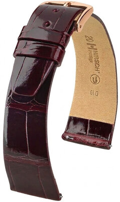 Curea din piele Hirsch Prestige 02207160-7, culoarea roșie, piele de aligator, Quick Release