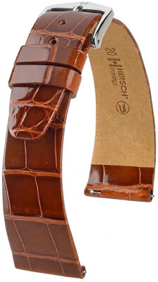 Curea din piele Hirsch Prestige 02207170-2, culoarea maro, piele de aligator, Quick Release