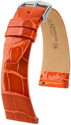 Curea din piele Hirsch Prestige 02207177-2, culoarea portocaliu, piele de aligator, Quick Release