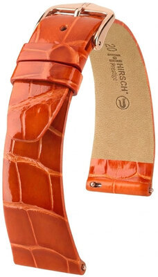 Curea din piele Hirsch Prestige 02207177-7, culoarea portocaliu, piele de aligator, Quick Release