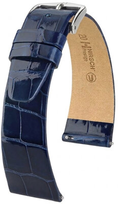Curea din piele Hirsch Prestige 02207180-2, culoarea albastră, piele de aligator, Quick Release