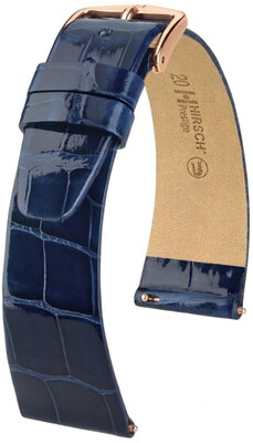 Curea din piele Hirsch Prestige 02207180-7, culoarea albastră, piele de aligator, Quick Release