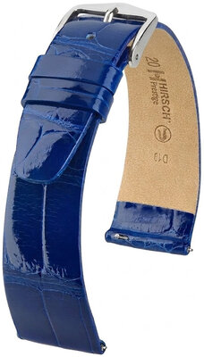 Curea din piele Hirsch Prestige 02207182-2, culoarea albastră, piele de aligator, Quick Release