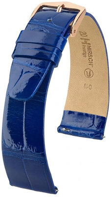 Curea din piele Hirsch Prestige 02207182-7, culoarea albastră, piele de aligator, Quick Release