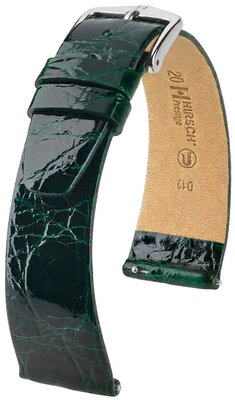 Curea din piele Hirsch Prestige 02208140-2, culoarea verde, piele de crocodil, Quick Release