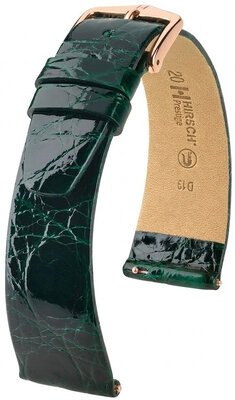 Curea din piele Hirsch Prestige 02208140-7, culoarea verde, piele de crocodil, Quick Release