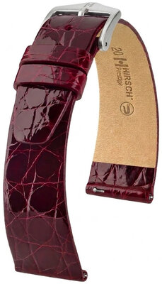 Curea din piele Hirsch Prestige 02208160-2, culoarea roșie, piele de crocodil, Quick Release