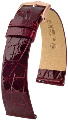 Curea din piele Hirsch Prestige 02208160-7, culoarea roșie, piele de crocodil, Quick Release